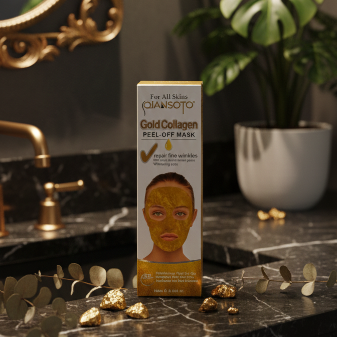 Qiansoto Gold Collagen Peel-Off Facial Mask – Anti-Aging & Skin Brightening Treatment (100ml