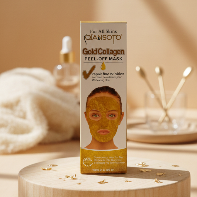 Qiansoto Gold Collagen Peel-Off Facial Mask – Anti-Aging & Skin Brightening Treatment (100ml